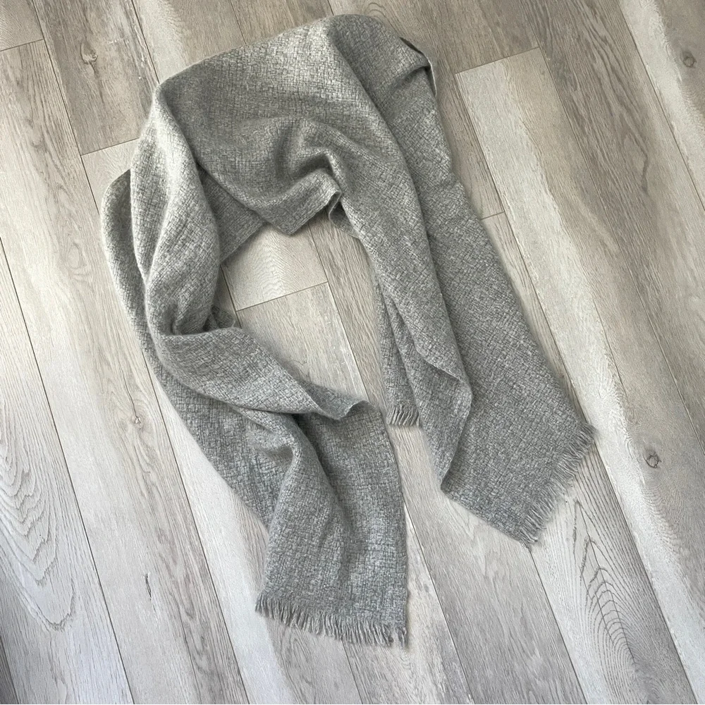 Steven Alan Scarf cashmere woven fringe knit womens Gray (one size) minimalist